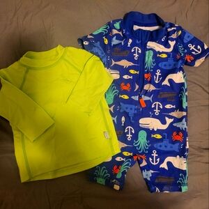 Carter's Blue and Yellow Rashguard Swim Set